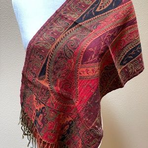 Handmade Kandahar Paisley Long Scarf Shawl Wrap with Fringe NWOT
